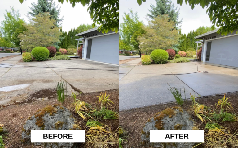 Driveway Pressure Washing Beaverton Oregon Before & After